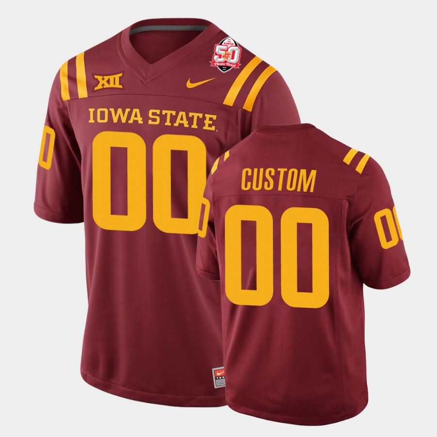 Iowa State Cyclones Men's #00 Custom Nike NCAA Authentic Cardinal 2021 Fiesta Bowl College Stitched Football Jersey GM42X01UA